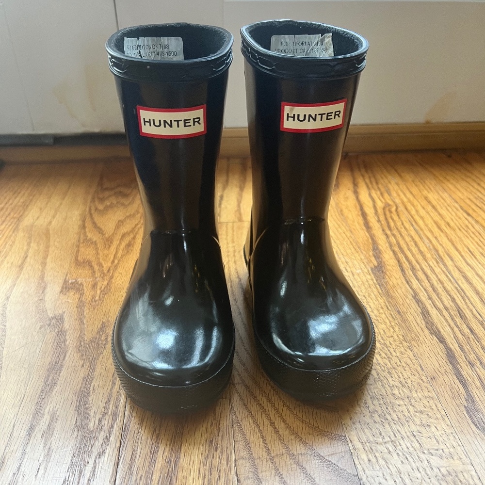 Black patent Hunter Boots UK6/US7